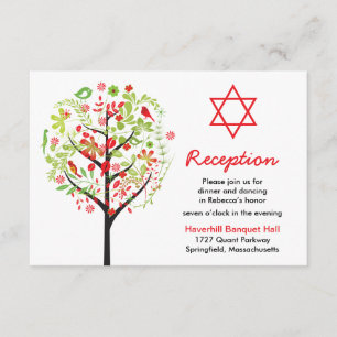 D'accompagnement Carte d'accueil Bat mitzvah rouge Arbre de vie
