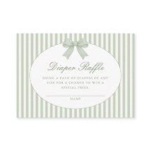 Carte d'annonce de Baby Shower rayée vert sauge