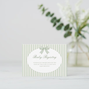 D'accompagnement Carte d'annonce de Baby Shower rayée vert sauge in
