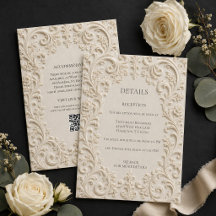 Carte d'annonce de mariage élégante baroque floral