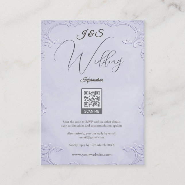D'accompagnement Carte d'annonce de mariage florale violette classi (Devant)