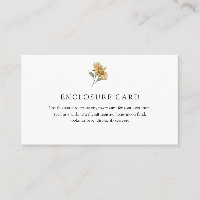 D'accompagnement Carte d'annonce rustique au tournesol (Devant)