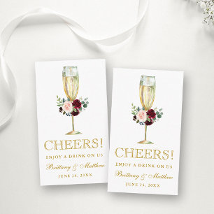 D'accompagnement Carte de billet Watercolor Floral Mariage Drink