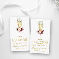 Carte de billet Watercolor Floral Mariage Drink