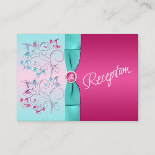 D'accompagnement Carte de boîtier Aqua Floral IMPRIMÉE, rose chaud