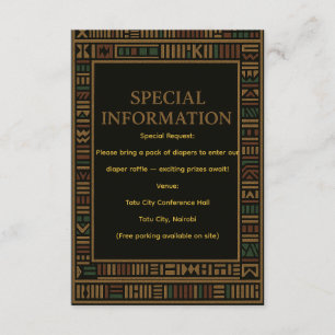 D'accompagnement Carte de boîtier Baby shower Gold Kente