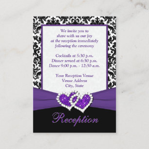 D'accompagnement Carte de boîtier de coeur damassé noir, blanc, vio
