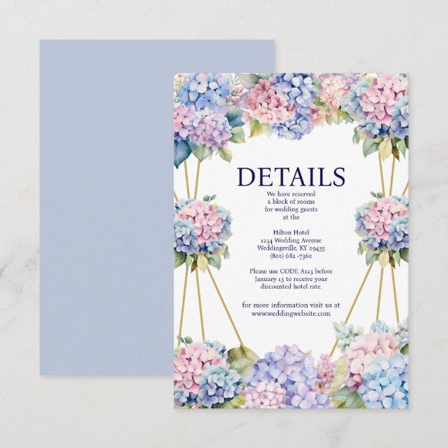 D'accompagnement Carte de boîtier de détails Hydrangea (Devant / Derrière)