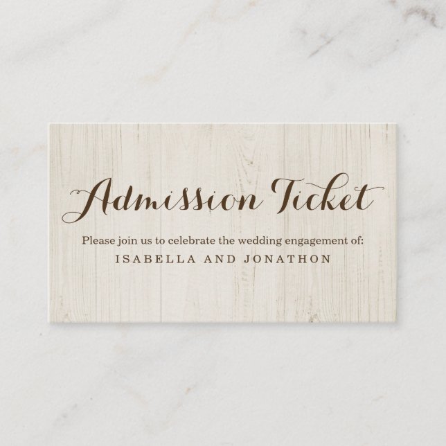 D'accompagnement Carte de boîtier de ticket d'entrée rustique (Devant)