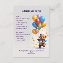 Carte de boîtier du Baby shower de ballon Teddy Be
