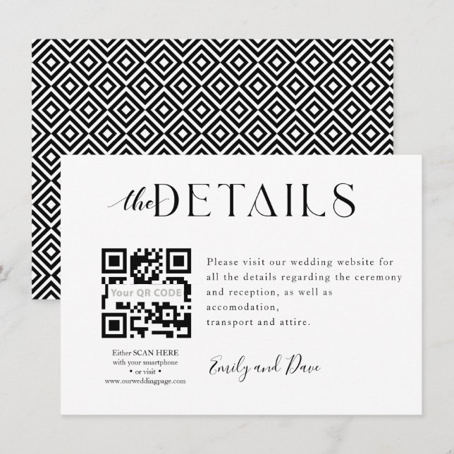 D'accompagnement Carte de boîtier du site Web mariage QR CODE (Devant / Derrière)
