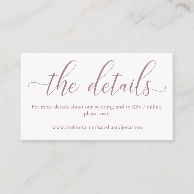 D'accompagnement Carte de boîtier du site Web Mariage rose (Devant)