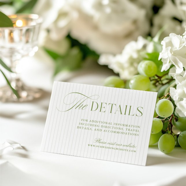 D'accompagnement Carte de boîtier du site Web Mariage Sage Green &  (Sage Green & Beige Wedding Website Enclosure Card)