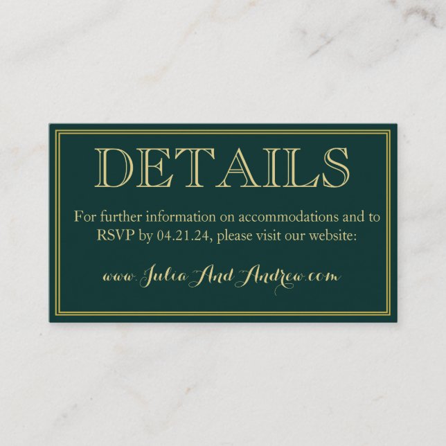 D'accompagnement Carte de boîtier Emerald and Gold Art Déco Détails (Devant)
