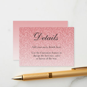 D'accompagnement Carte de boîtier en Parties scintillant rose bébé