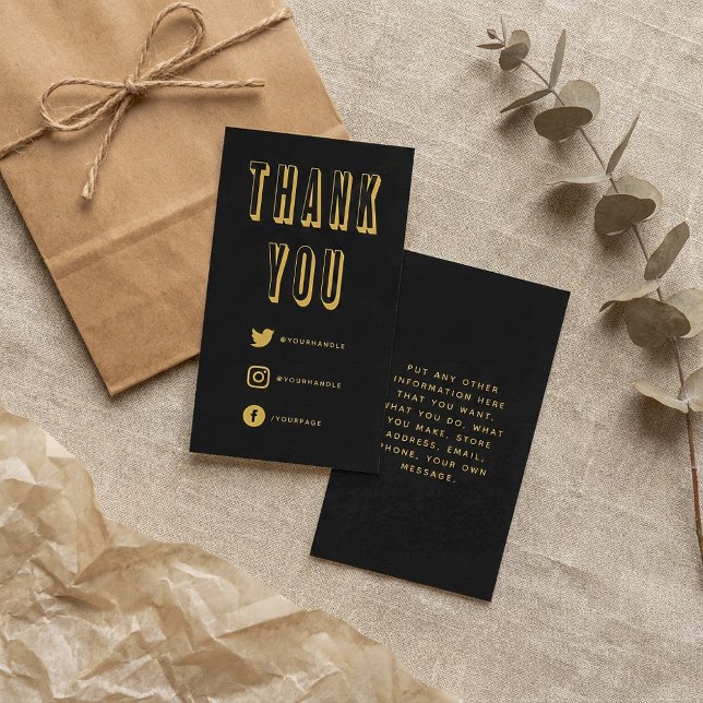 D'accompagnement Carte de boîtier Gold bold merci (Gold bold thank you Enclosure Card.)