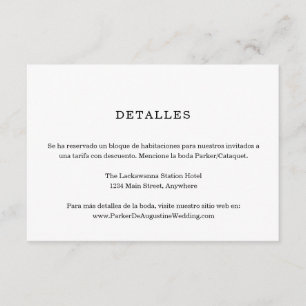 D'accompagnement Carte de boîtier Informations / Détails Espagnol