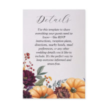Carte de boîtier Mariage Automne Elegance