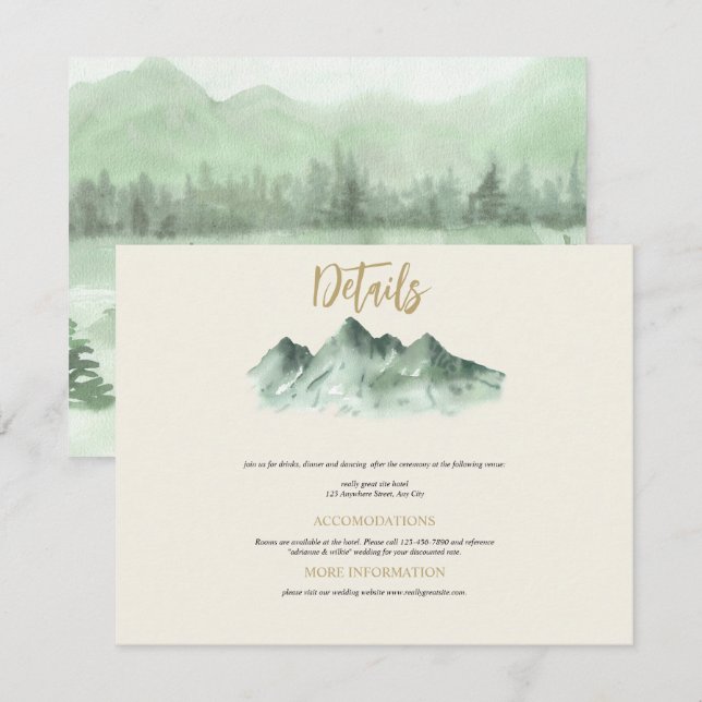D'accompagnement Carte de boîtier mariage Mountains (Devant / Derrière)