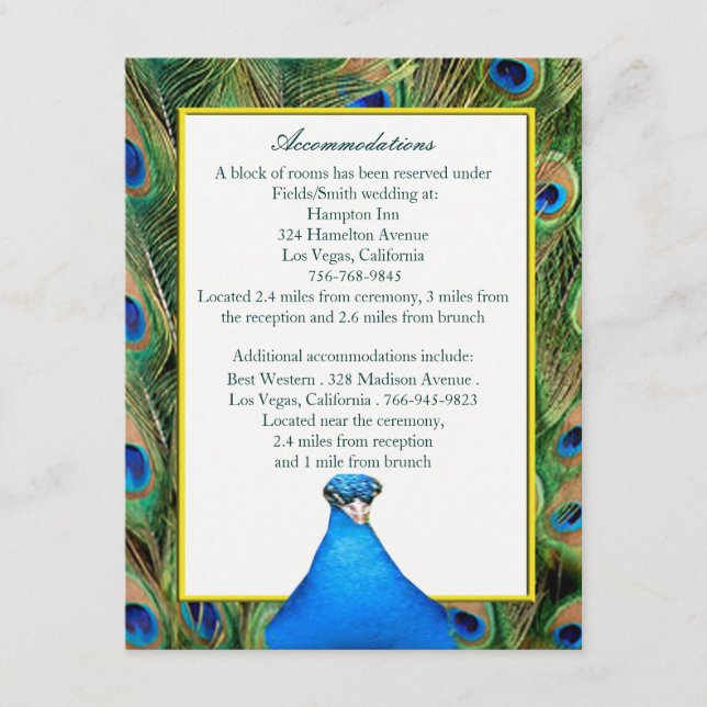 D'accompagnement Carte de boîtier Mariage Peacock (Devant)