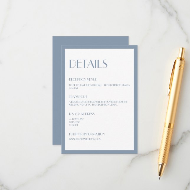 D'accompagnement Carte de boîtier moderne Déco bleu Détails (Devant/Arrière en situation)