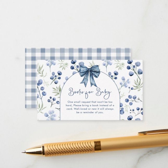 D'accompagnement Carte de boîtier pour Baby shower doux Blueberry B (Devant/Arrière en situation)