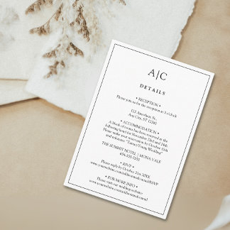 D'accompagnement Carte de boîtier pour Mariage Monogramme blanc