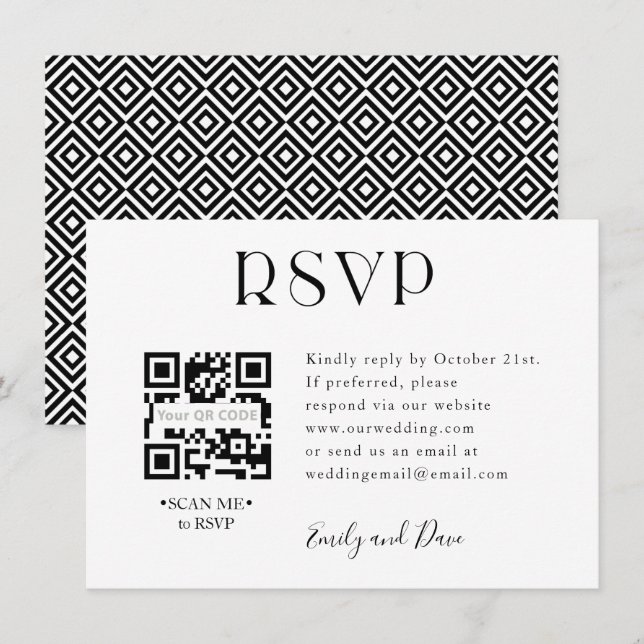 D'accompagnement Carte de boîtier QR CODE Mariage RSVP (Devant / Derrière)