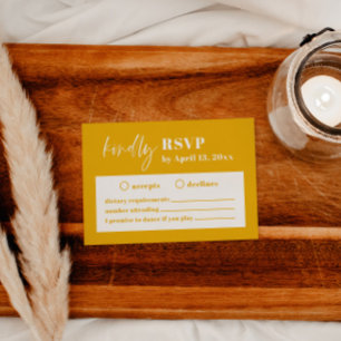 D'accompagnement Carte de boîtier RSVP de mariage jaune moderne en