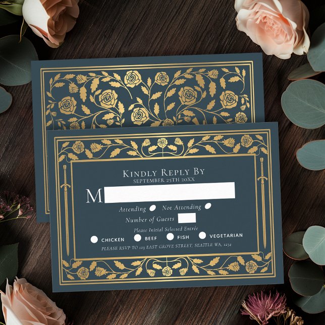 D'accompagnement Carte de boîtier RSVP pour mariage avec épée médié (Créateur téléchargé)