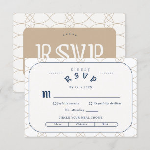 D'accompagnement Carte de boîtier RSVP Royal Blue Classic Retro