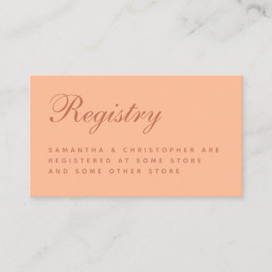D'accompagnement Carte de boîtier simple Brown Peach mariage Regist