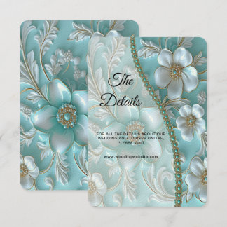 D'accompagnement Carte de boîtier turquoise florale détaillée