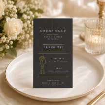 Carte de code vestimentaire de mariage élégant en 