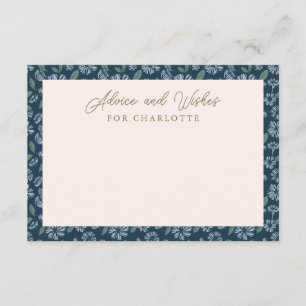 D'accompagnement Carte de conseil Baby shower floral bleu marine