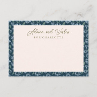 D'accompagnement Carte de conseil Baby shower floral bleu marine