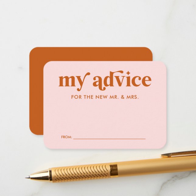 D'accompagnement Carte de conseils de mariage disco rétro orange ro (Devant/Arrière en situation)