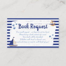 Carte de demande de Baby shower bleu marin