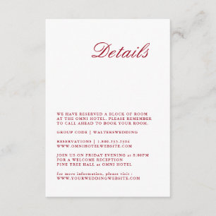 D'accompagnement Carte de détail Mariage rouge de calligraphie mode