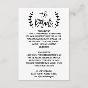 D'accompagnement Carte de détails Chic White Black Olive Branches