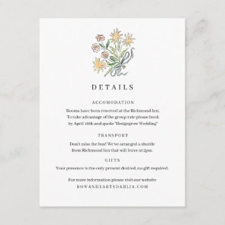 D'accompagnement Carte de détails de fleurs sauvages avec ruban