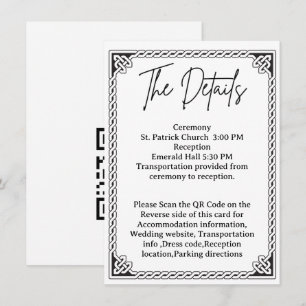 D'accompagnement Carte de détails de mariage à cadre celtique avec