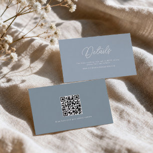 D'accompagnement Carte de détails de mariage à code QR minimal bleu