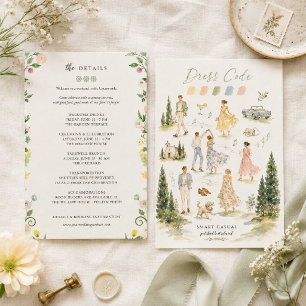 D'accompagnement Carte de détails de mariage à l'aquarelle fantaisi