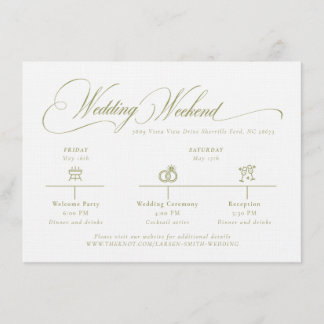 D'accompagnement Carte de détails de mariage à monogramme Olive Gre