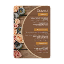 Carte de détails de mariage au charme rustique