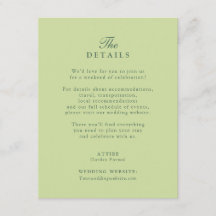 Carte de détails de mariage au lys vert pistache