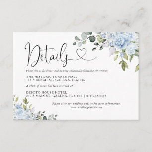 D'accompagnement Carte de détails de mariage aux fleurs bleues pous