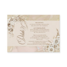 Carte de détails de mariage avec arche florale boh