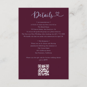 D'accompagnement Carte de détails de mariage avec code QR RSVP et e